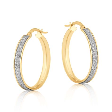 9ct Yellow Gold Moon Dust Hoop Earrings - 24mm