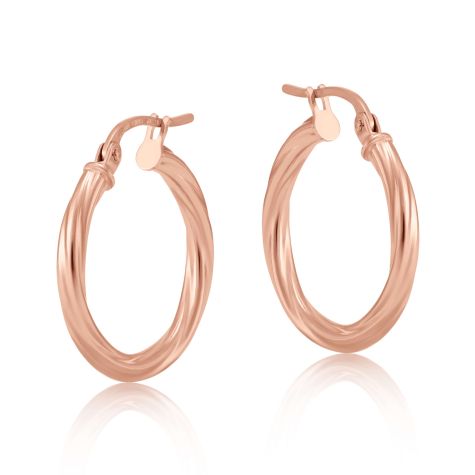 9ct Rose Gold Twisted Hoop Earrings - 19mm