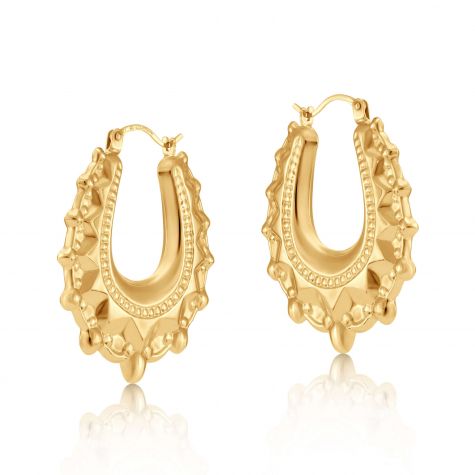 9ct Yellow Gold Traditional Oval Creole Earrings - 24mm