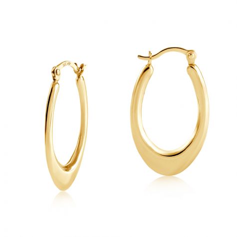 9ct Yellow Gold Plain Hoop Earrings - 15mm