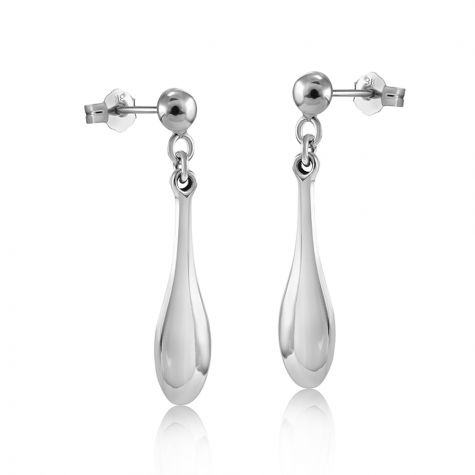 9ct White Gold Classic Drop Earrings - 6mm