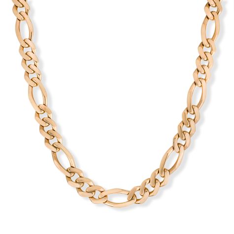 9ct Yellow Gold Solid Figaro Chain - British Made - 8.5mm Wide, Lengths 22"-30" (Size 2) 