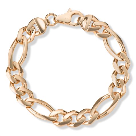 9ct Yellow Gold Solid X Large Figaro Bracelet - 13mm Wide - 9.5" Long - Gents (Size 4)
