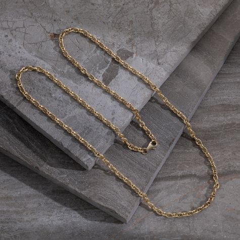 9ct Yellow Gold Solid Ornate Pattern Anchor / Mariner Chain - 5mm - 30"- Ex Display
