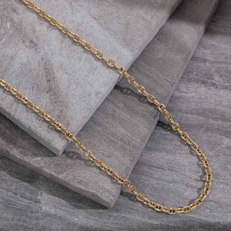 9ct Yellow Gold Solid Ornate Pattern Anchor / Mariner Chain - 6mm - 14"- 16"- Kids / Babies