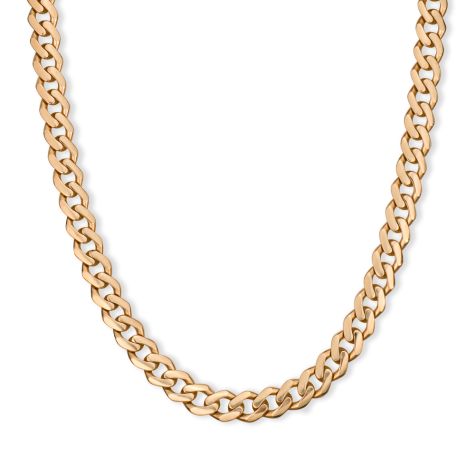 9ct Yellow Gold Solid British Made Curb Chain - 7.5mm Wide, Lengths 22"- 30" (SIZE 1)