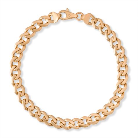 9ct Yellow Gold Solid British Made Curb Bracelet - 7.5mm Wide, 7.25" Long - Ladies (SIZE 1)