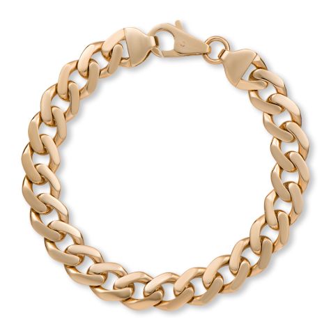 9ct Yellow Gold Solid British Made Curb Bracelet - 10.5mm Wide, 7.5" Long - Ladies (SIZE 3)