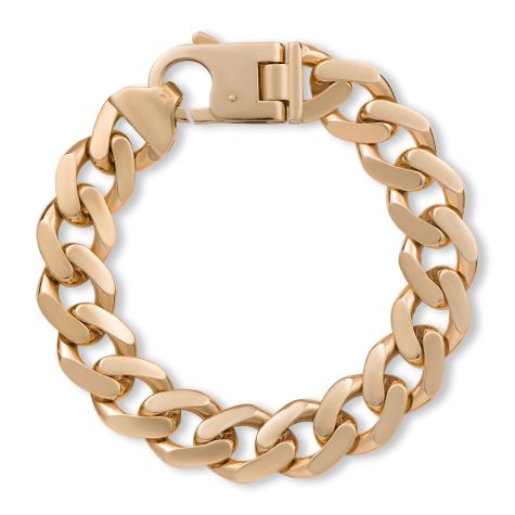 9ct Yellow Gold Solid Heavy British Made Curb Bracelet - 16mm Wide, 9.25" Long - Gents (SIZE 5)