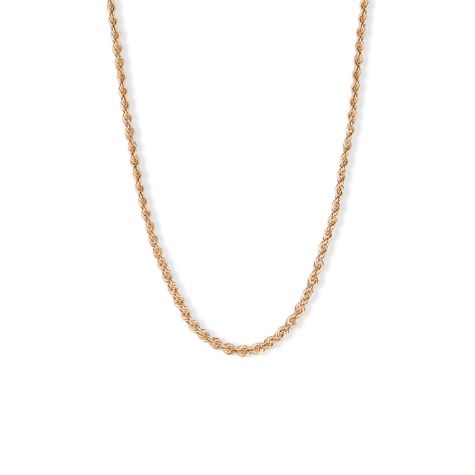 9ct Yellow Gold Italian Classic Thin Rope Chain - 1.9mm - 24"