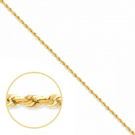 9ct Yellow Gold Italian Diamond Cut Solid Rope Chain - 2mm - 22"