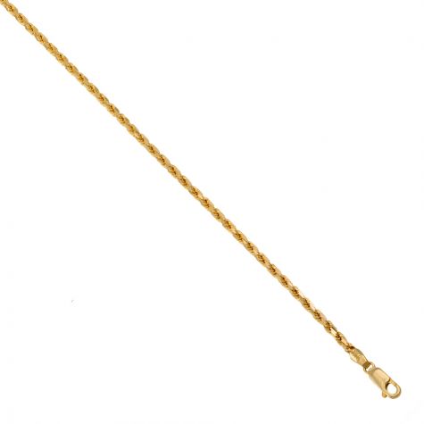 9ct Yellow Gold Italian Diamond Cut Solid Rope Chain - 3mm - 22"