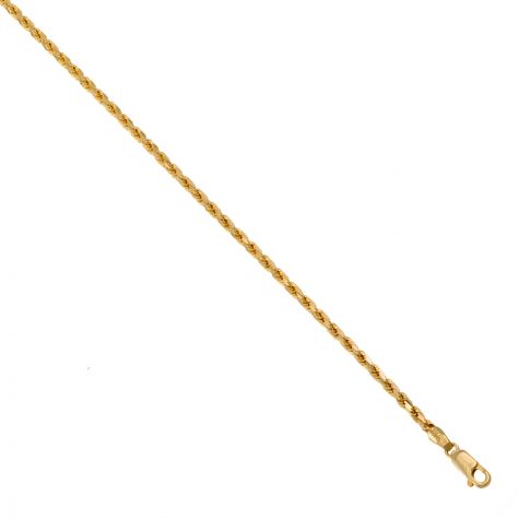 9ct Yellow Gold Italian Diamond Cut Solid Rope Chain - 3mm - 28"