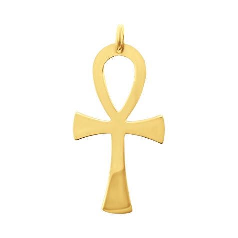 9ct Yellow Gold Solid Polished Ankh Cross Pendant - 37mm