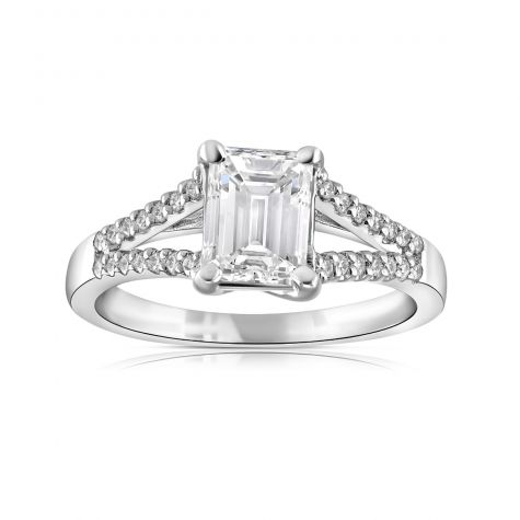 CERTIFIED - 18ct White Gold 1.36ct Diamond Set Engagement Ring