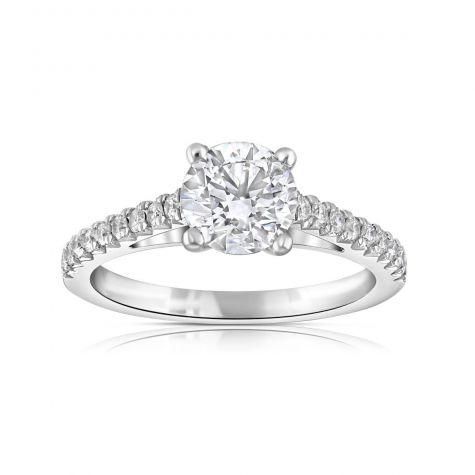 GIA CERTIFIED Platinum 1.36ct Diamond Engagement Ring - Size O