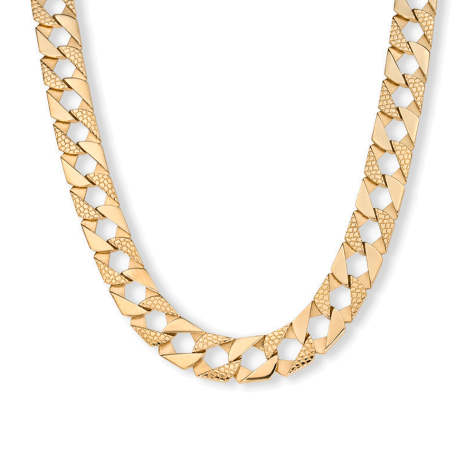 9ct Yellow Gold XL HEAVY Snake Patterned Square Curb Chain - 16mm - 30" - Ex Display