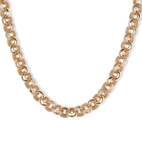 9ct Yellow Gold Heavy  Ornate Patterned Belcher Chain -12.5mm Wide - 22"- 30" Long