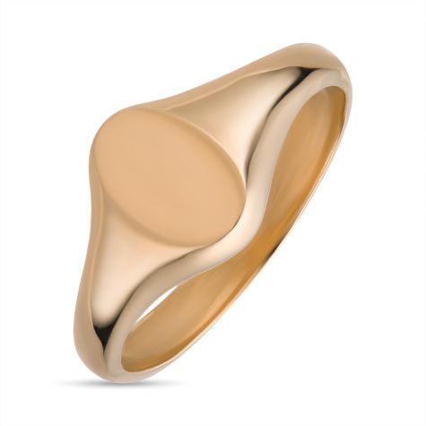 Solid 9ct Yellow Gold Oval Signet Ring, British Made - 11.5mm Wide - Mens Size Q-V (Size 1)