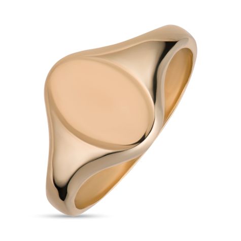Solid 9ct Yellow Gold Oval Signet Ring, British Made - 14mm Wide - Mens Size W-Z+3 (Size 2)
