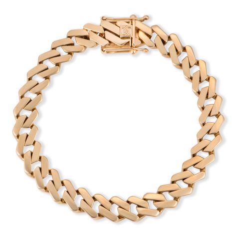 Solid 9ct Yellow Gold Prong Cuban Bracelet - 10mm Wide - 8.5" Long - Gents (Size 2)