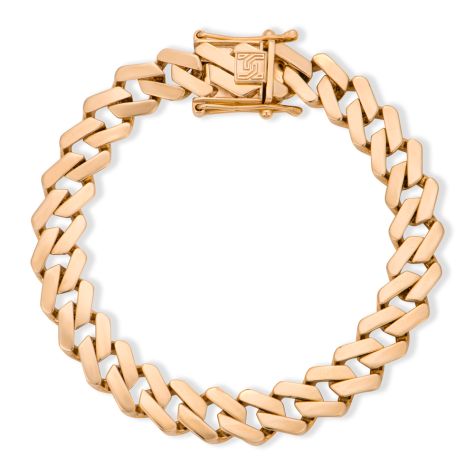 Solid 9ct Yellow Gold Prong Cuban Bracelet - 11mm Wide - 8.75" Long - Gents (Size 3)