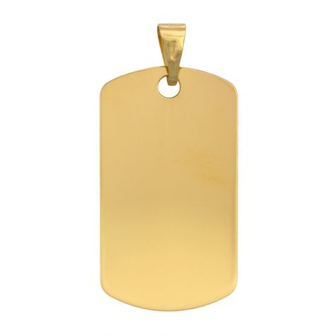 9ct Yellow Gold Solid Polished Dog Tag Pendant - 37mm