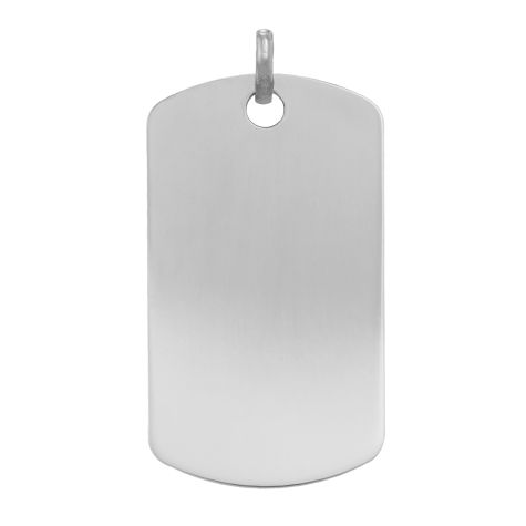 9ct White Gold Solid Polished Dog Tag Pendant - 37mm