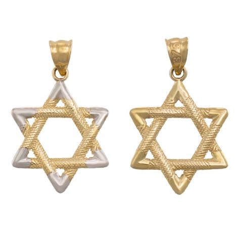9ct Yellow & White Gold Star of David Pendant - 15mm