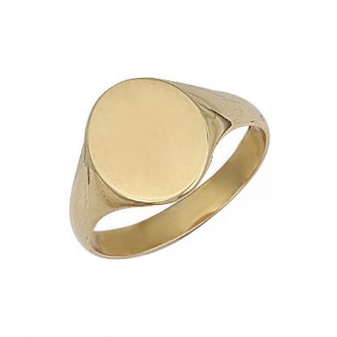 9ct Yellow Gold Solid Polished Oval Signet Ring - 13.5mm