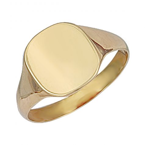 9ct Yellow Gold Solid Polished Square Signet Ring - 12.5mm - Size M