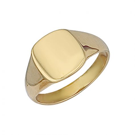 9ct Yellow Gold Solid Polished Square Signet Ring - 13mm