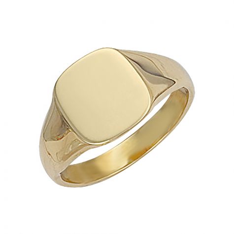 Heavywieght 9ct Gold Solid Polished Square Signet Ring - 13mm