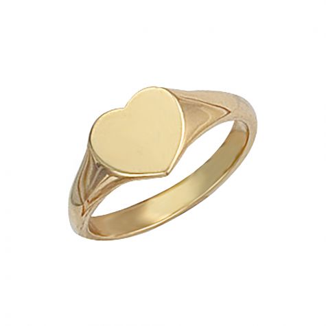 9ct Yellow Gold Solid Polished Heart Signet Ring - 9mm - Childs