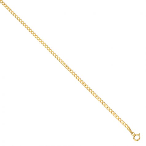 SOLID - 9ct Gold Thin Bevelled Edge Curb Chain - 2.3mm - 24"
