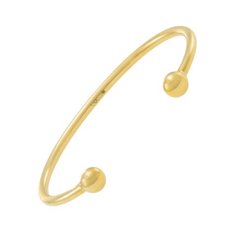 Solid 9 ct Yellow Gold Torque Bangle 4"-  4mm Balls - Babies