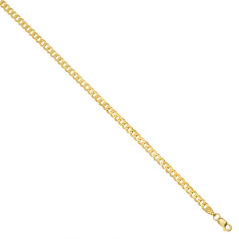 SOLID - 9ct Gold Italian Bevelled Edge Curb Chain - 3 mm - 20"
