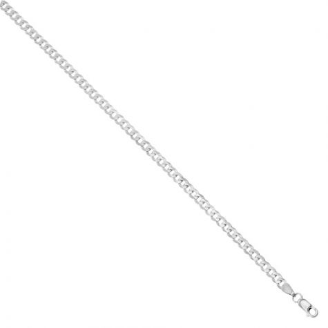 SOLID - 9ct White Gold Italian Bevelled Edge Curb Chain - 3mm-18"