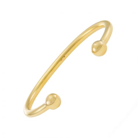 9ct Yellow Gold Large Solid Torque Bangle - 9mm Balls- 8" - Gents