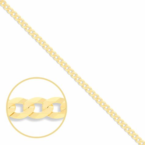 Solid 9ct Gold Italian Bevelled Edge Curb Chain - 4mm - 20" - 24"