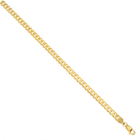 Solid 9ct Gold Italian Bevelled Edge Curb Chain - 4mm - 20" - 24"