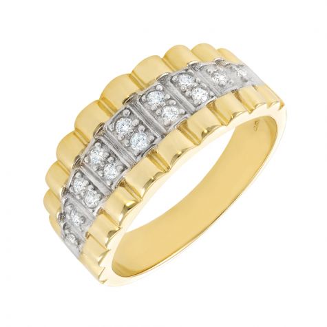 9ct Gold Rolex Ring with CZ gemstone Setting - Gents