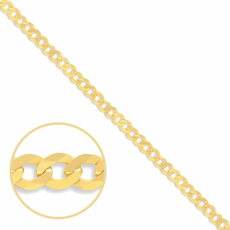 Solid 9ct Gold Italian Bevelled Edge Curb Chain - 5mm - 20" - 24"