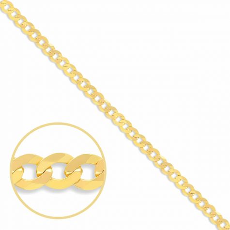 SOLID - 9ct Gold Italian Bevelled Edge Curb Chain - 5mm - 24"
