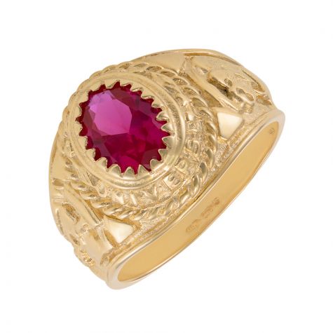 9ct Yellow Gold Red Gemstone Graduation / College Ring - Childs