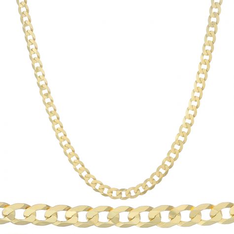 9ct Yellow Gold Italian Bevelled Edge Curb Chain - 22"- 9 mm