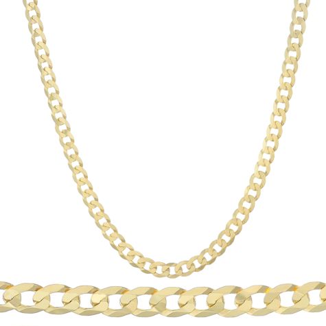 9ct Yellow Gold Italian Bevelled Edge Curb Chain - 9mm - 28" 