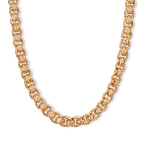 9ct Solid Yellow Gold Ornate Pattern Rollerball Belcher Chain - 10mm Wide - 30" (SIZE 3) EX DISPLAY