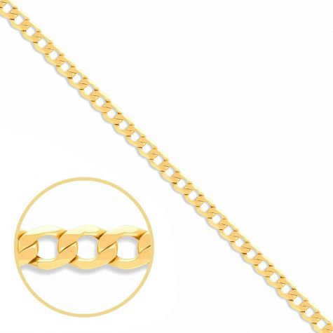 SEMI SOLID - 9ct Yellow Gold Italian Made Curb Chain - 7 mm - 22"