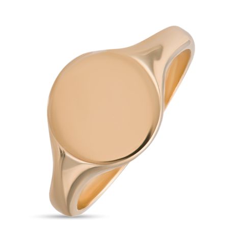 Solid 9ct Yellow Gold Round Signet Ring, British Made - 12mm Wide - Mens Size Q-V (Size 2)